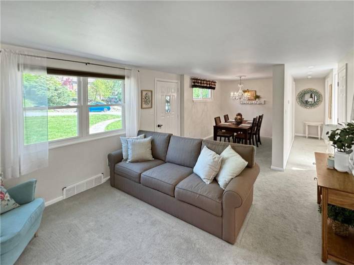 Open living and dining rooms.