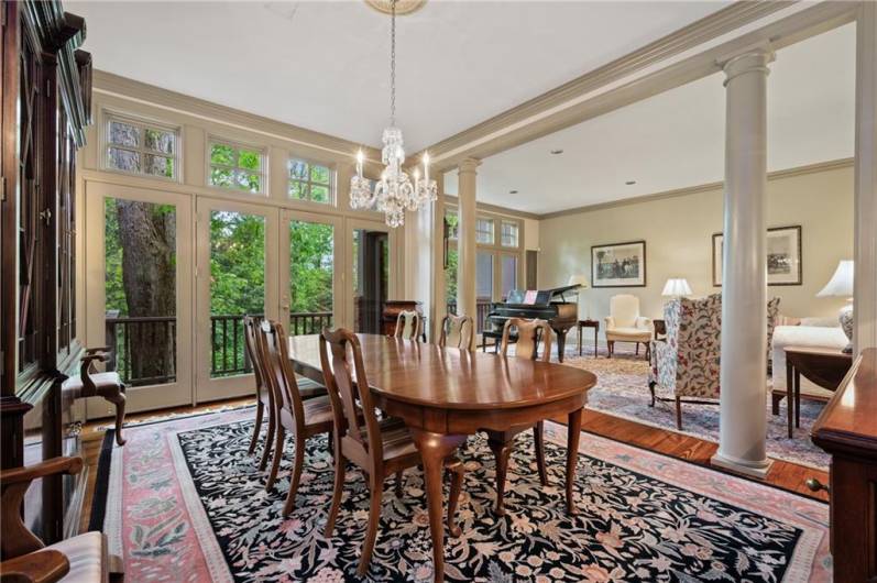 Formal Dining room with garden view.