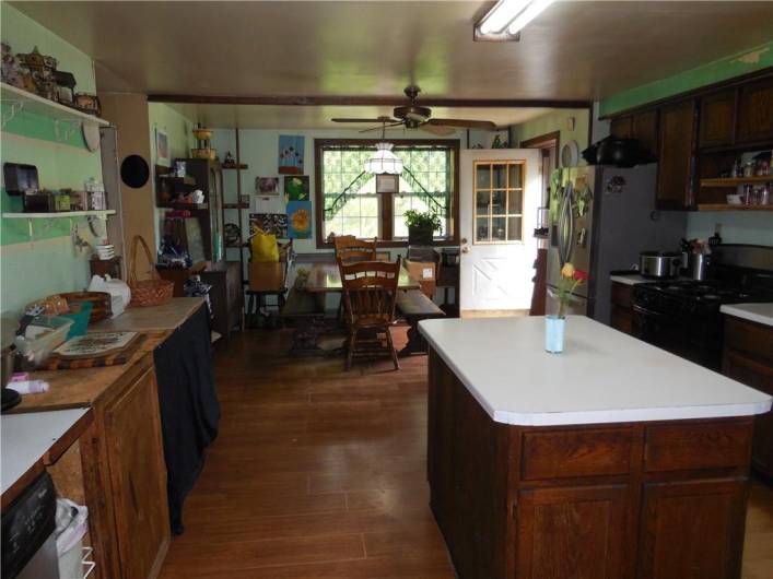 View from kitchen to dining areal.