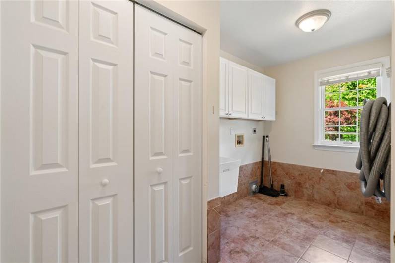 The main level laundry offers a generous space and convenient whole house vacuum system.