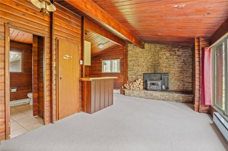 Wood-burning fireplace