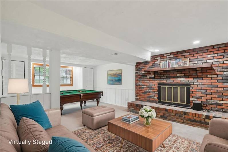 View of Lower Level Fireplace & Windows