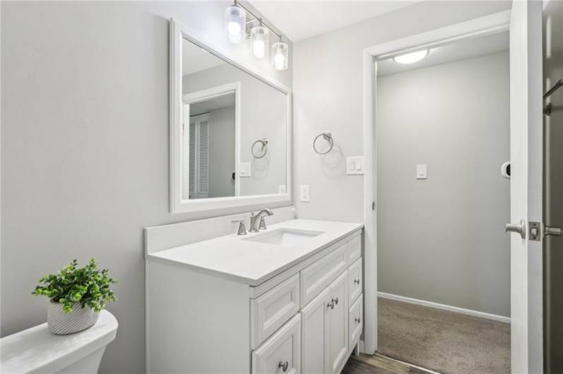 Hall bath with every inch replaced!