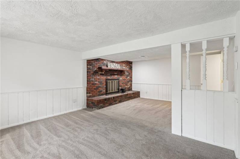 Lower Level Game Room with Fireplace & Half Bath