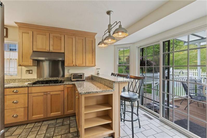 A very unique feature is this breakfast bar by the patio doors.  Nice view with your morning joe.