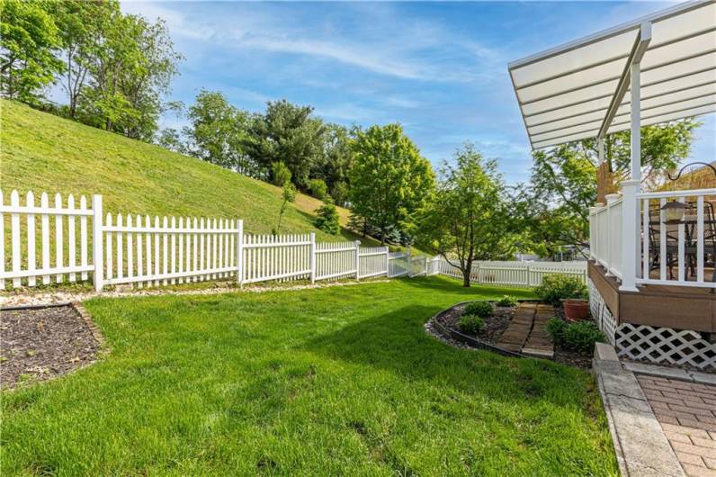 Fenced back yard for the pups or the kids