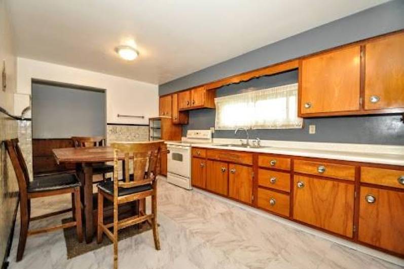 With a wall of retro cabinets, your countertops are endless.