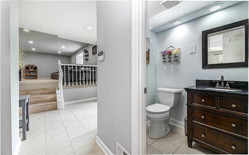 Entry level with updated powder room.