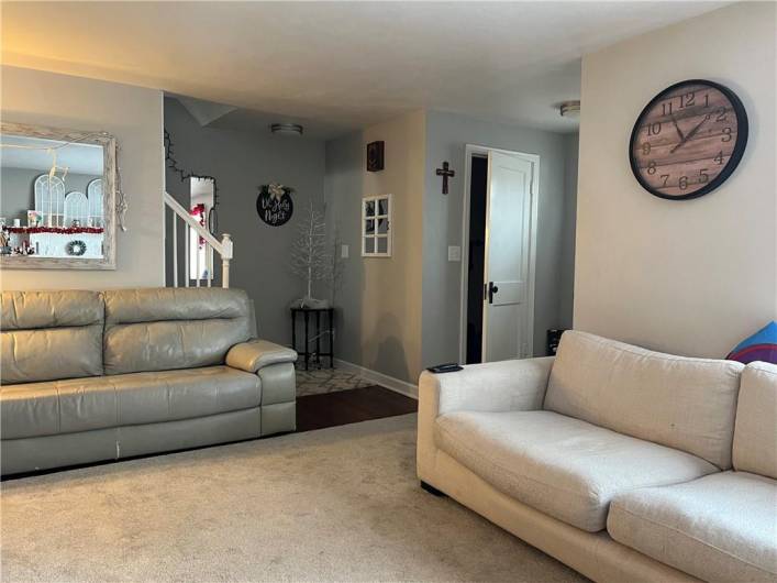 Hardwood flooring under carpet.