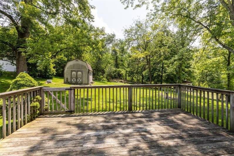 The deck overlooks the fabulous rear yard.