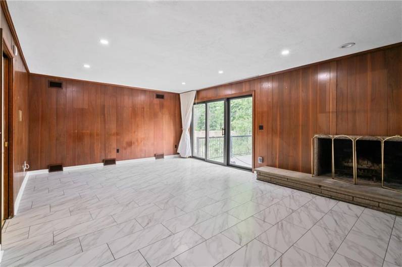 family room with access to deck