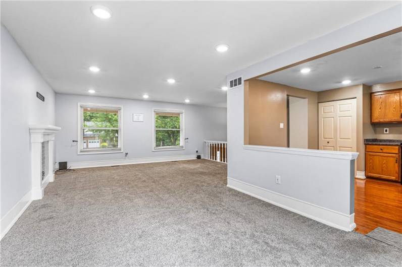 LR is straight ahead. Kitchen to the right.