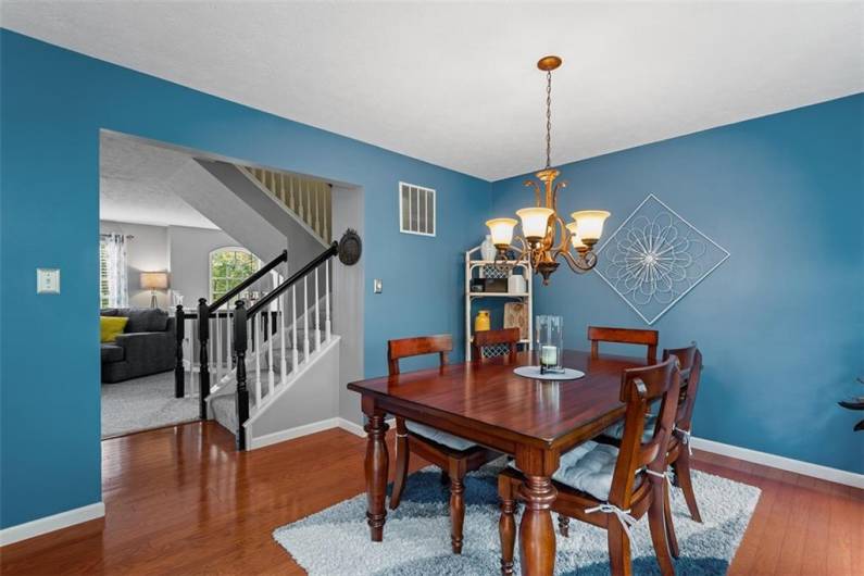 The stair railings have been painted to create a more modern desirable style.