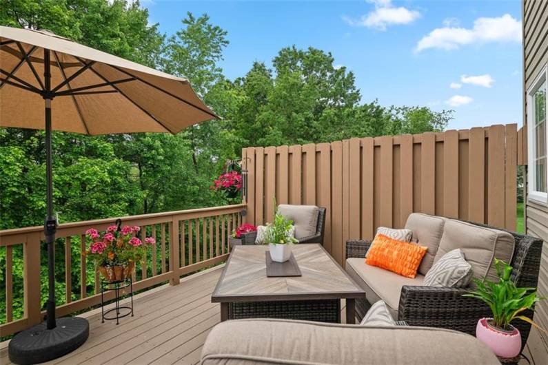 Step outside, grab your glass of iced tea and relax on this large deck with privacy fence.