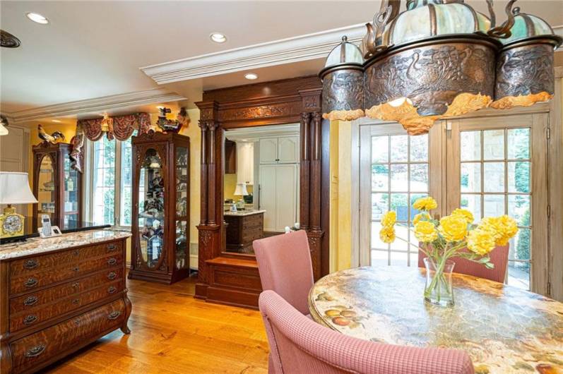 Owners had this amazing antique pier mirror installed for those last looks before leaving for the day.