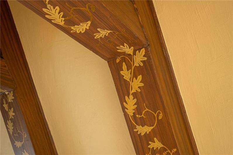 Close up view of the stunning hand crafted detail on beams.