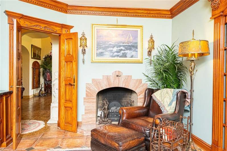 Snuggle up to the gas fireplace with a good book.