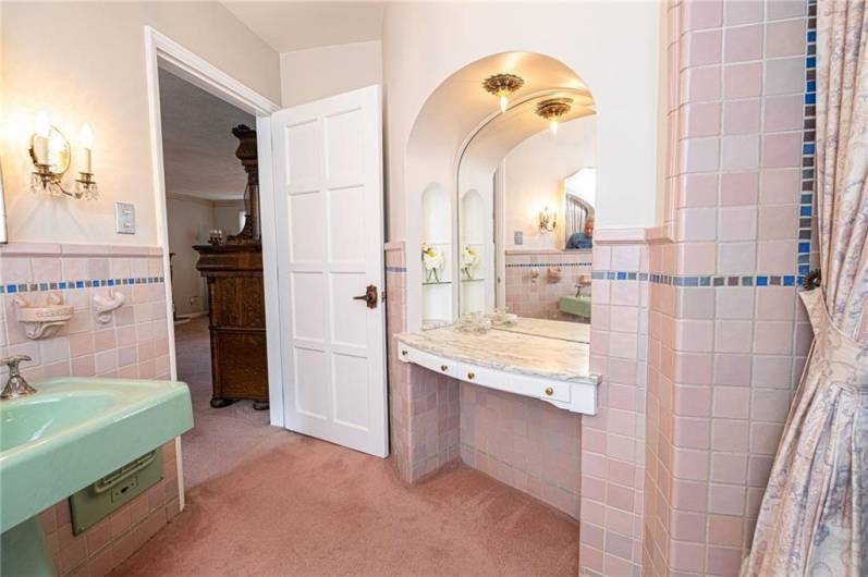 Well lit vanity niche.