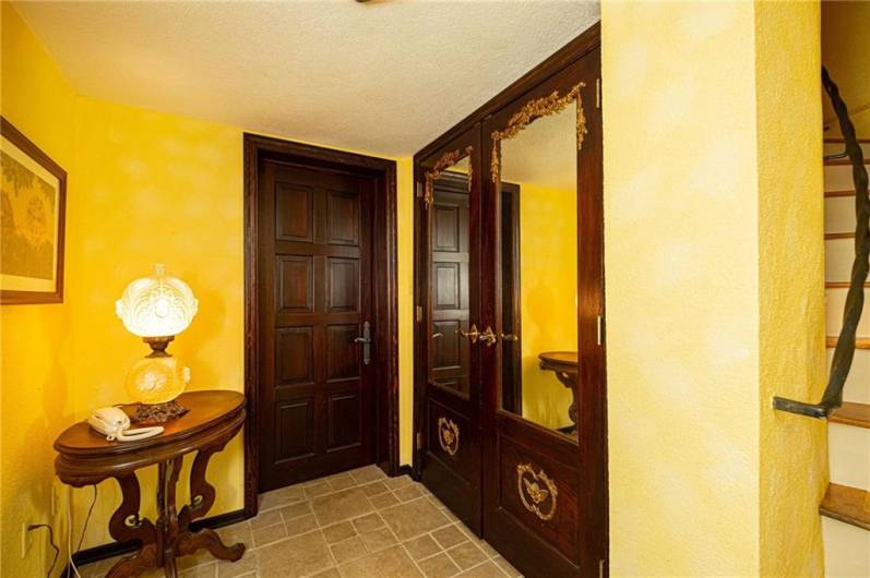 No detail left as these are beautiful antiques doors installed outside of theatre room.