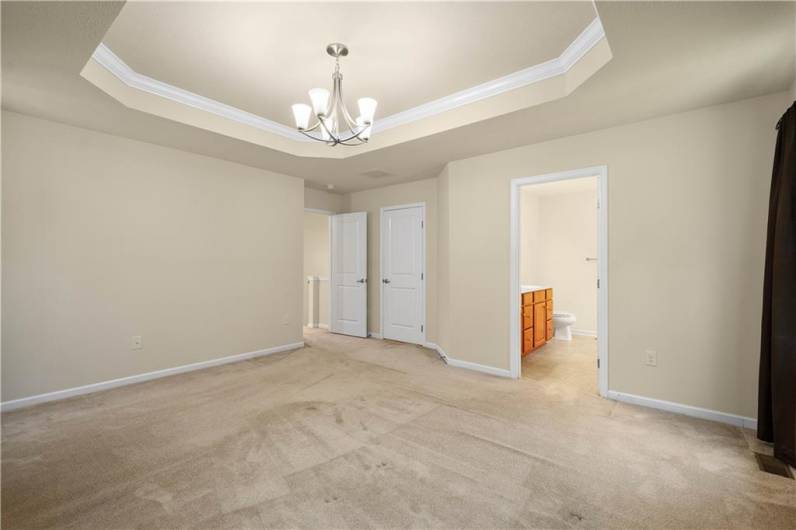 The tray ceiling gives the owner's suite a much larger feel!