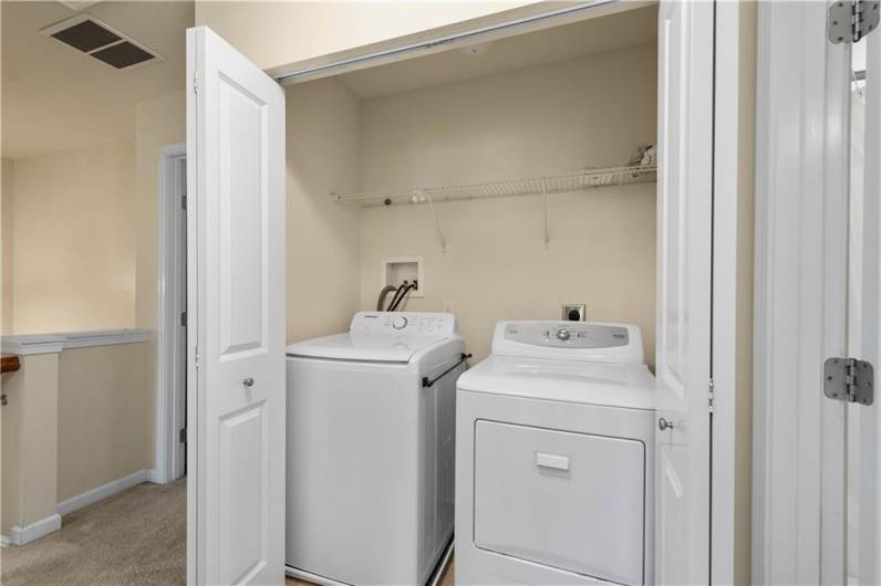 Upstairs laundry closet makes doing laundry a breeze! Washer/Dryer included!