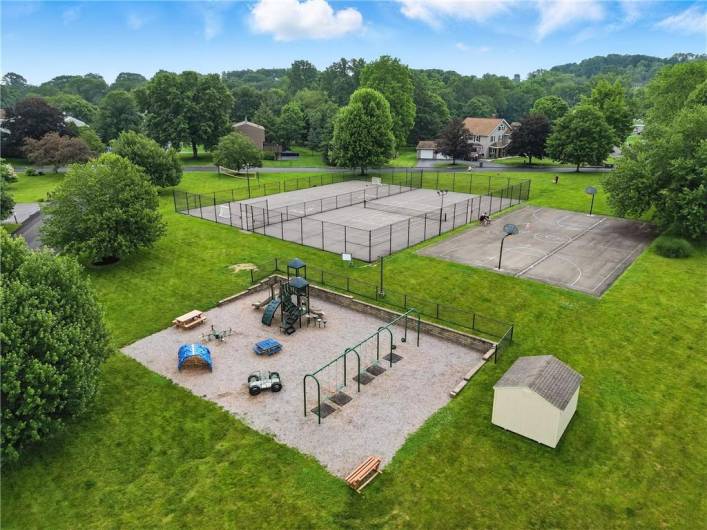 The playground, basketball court and pickleball courts are open to residents.