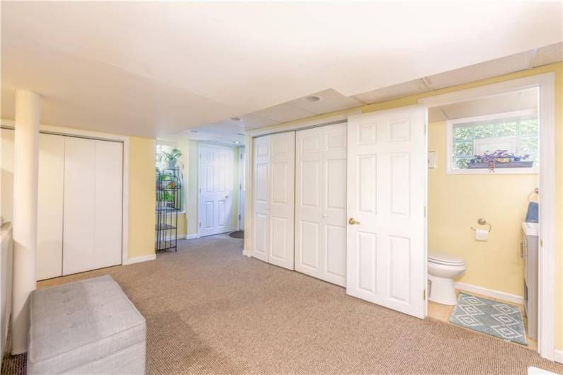 Half bath and doors to laundry
