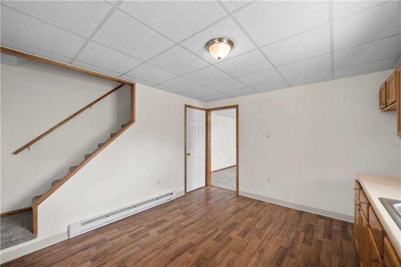 Access to basement and upstairs from kitchen.  Plenty of space for seating.