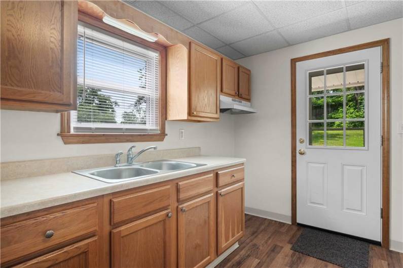 Nice view of greenery outside from kitchen.