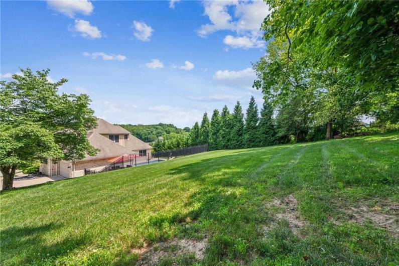 This additional yard outside the fenced pool area is perfect for other backyard activities.