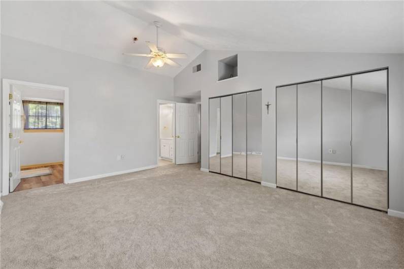 A wall of closets for all your storage needs.