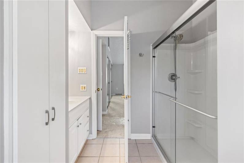 New shower surround in ensuite.