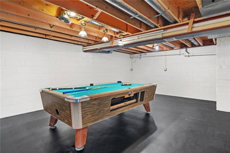 Large gaming room for family fun.
