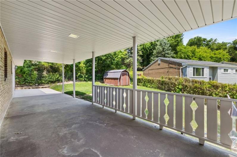 View of porch without staging.