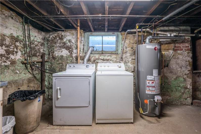 Shared washer and dryer in the basement.
