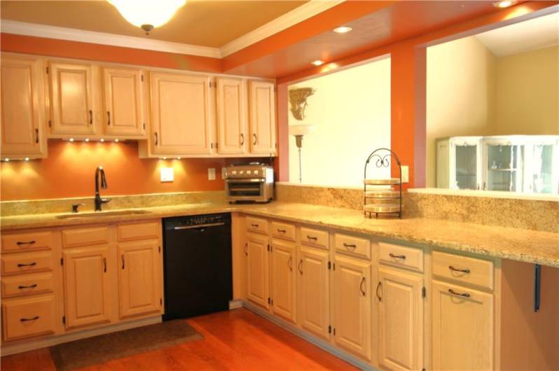 LOTS OF GRANITE COUNTERTOPS FOR BUFFET ENTERTANING