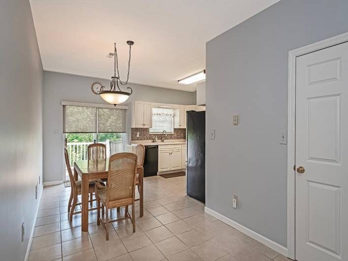 Great dining space in this kitchen/dining area.  Ceramic tile flooring throughout.
