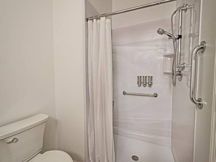 Newly completed walk-in shower for the primary bathroom.