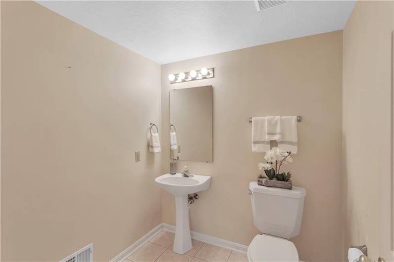 Lower level powder room.