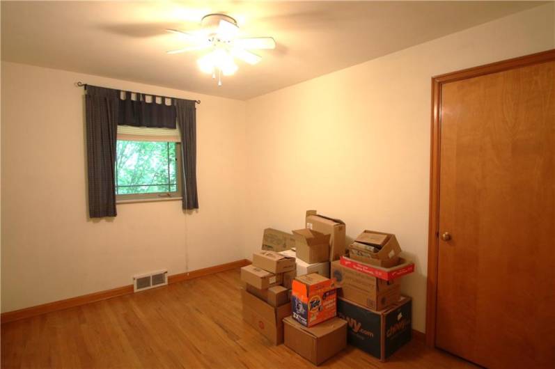 3rd 12x9 Bedroom also w/ Ceiling Fan Light and continuing w/ the Quality of Original Hardwood Floors, Plaster Walls & Marble Windowsils