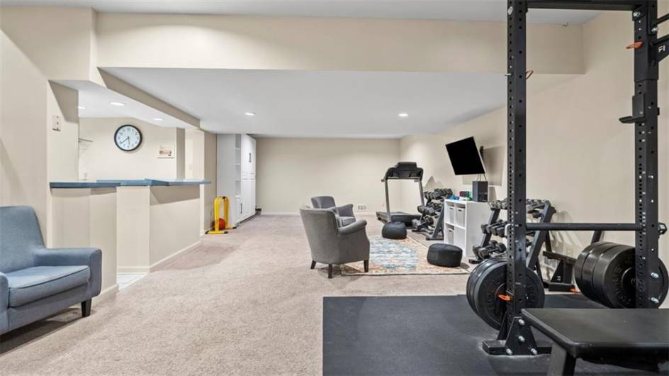 Basement has additional full bathroom and loads of area for storage.