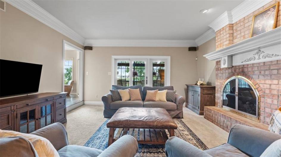 French doors to the large covered porch