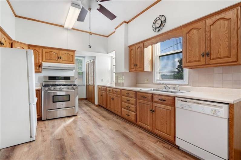 Ample cabinet and countertop space