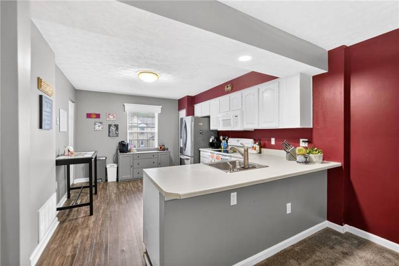 The kitchen is open to the dining room!