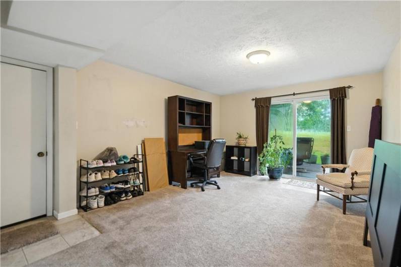 The spacious lower level family room will be great for entertaining family and friends and spills out on to the rear concrete patio via those rear patio doors you see!