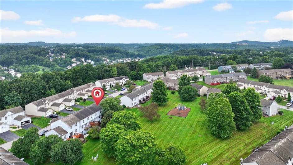Here's an aerial view of 847 Sunset Circle and its proximity to the playground.