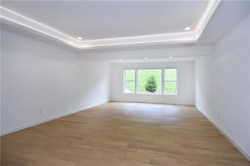 This amazing retreat features a tray ceiling, large sitting area and remote blinds.