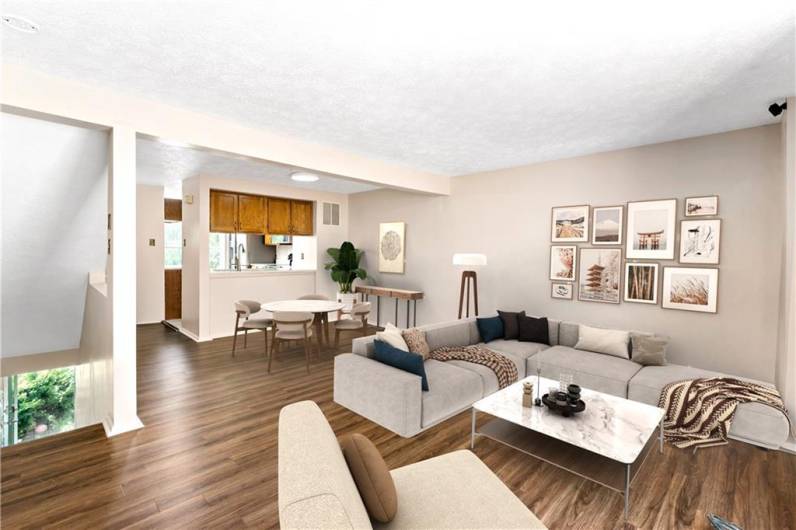 Main Level Open Living Space (Virtually Staged)