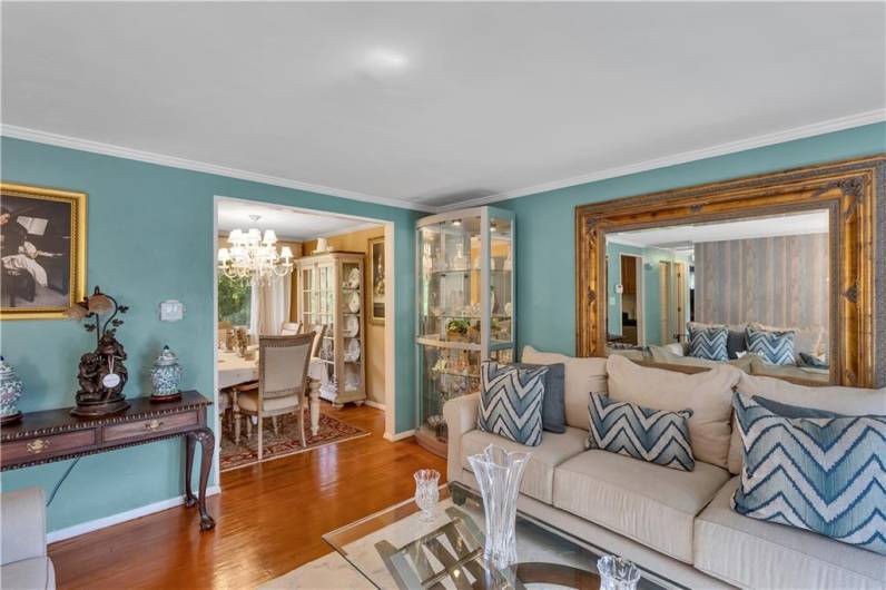 Hardwood flooring and crown molding