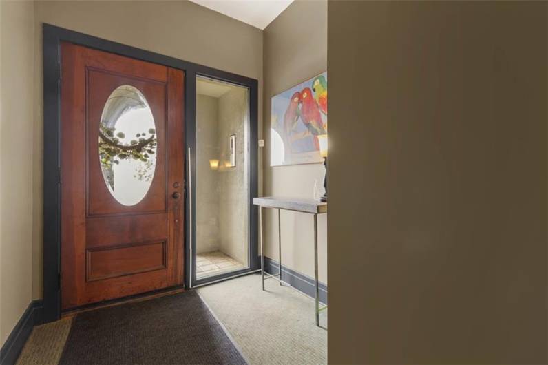 Front shared entrance has security and intercom system